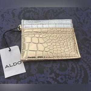 Aldo NWT Metallic Croc-Embossed Card Holder